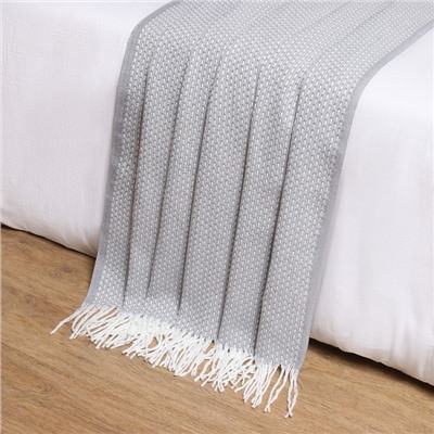 Плед «Этель» Валенсия, 140×200 см, 13/BOUCLE, хл 50%, пэ 30%, пан 20%, белый, серый