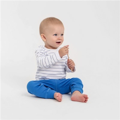 Лонгслив детский MINAKU: Basic Line BABY, рост 62-68 см, белый/синий