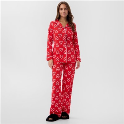 Пижама новогодняя женская (рубашка, брюки) KAFTAN Love, размер 40-42