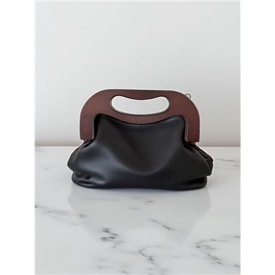 Ручка-фермуар для сумки, деревянная, на магнитах, с креплением, 27×12×2.5 см, коричневая