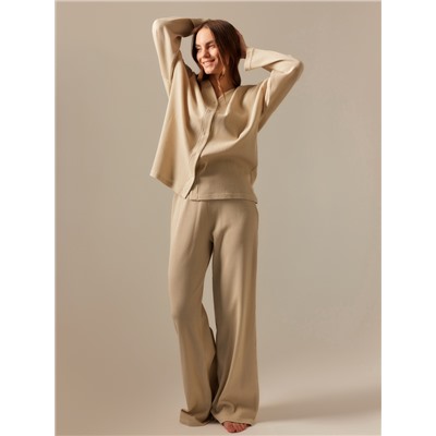 Пижама женская (рубашка, брюки) SL HOME Soft Home, размер 40-42, бежевая