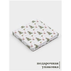 Блюдо новогоднее сервировочное Доляна «Зверьки в лесу», d=19.5 см, стекло, белое, зелёное