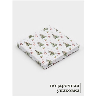 Блюдо новогоднее сервировочное Доляна «Зверьки в лесу», d=19.5 см, стекло, белое, зелёное