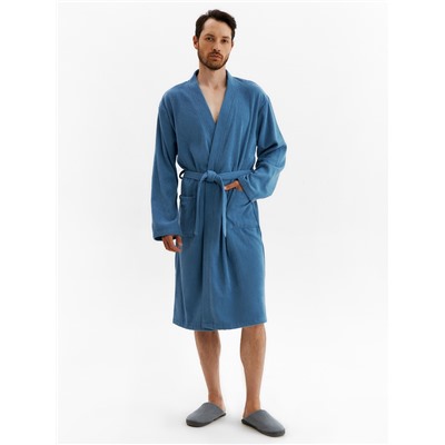 Халат мужской «Экономь и Я», размер 52-54, хлопок 100%, морская волна