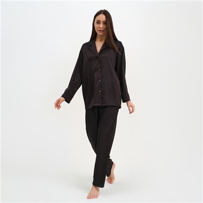 Пижама женская (рубашка, брюки) KAFTAN «Треугольники», чёрная, размер 48-50