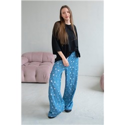 Брюки джинс  DENIM048/02/Голубой, белый