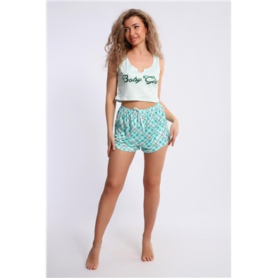 Пижама с шортами и топом домашний комплект 5742 (Бледно-зеленый)