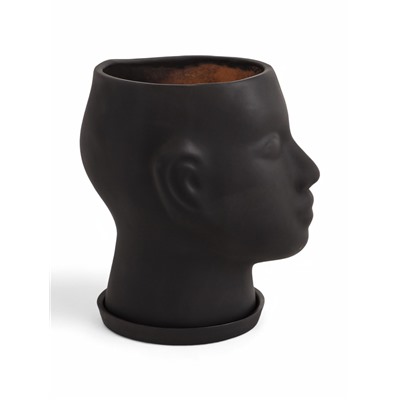 Горшок-органайзер «Голова», керамика, чёрное, 3 л, 24×19 см