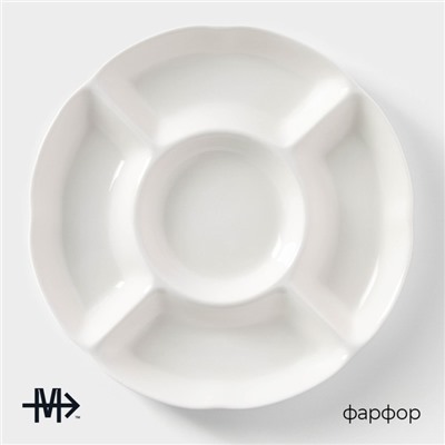 Менажница Magistro «Бланш», 24.7×24.5×2.7 см, 5 ячеек, фарфор, белая