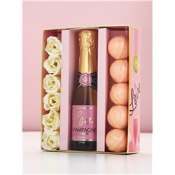 Подарочный набор косметики «Розовое шампанское», гель для душа, мыльные цветы, бомбочки для ванны