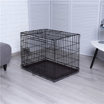 Клетка для собак №3 с металлическим поддоном, складная, 76×56×60 см