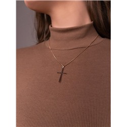 Подвеска из золочёного серебра с натуральной чёрной шпинелью - Крест 925 пробы п-035з416