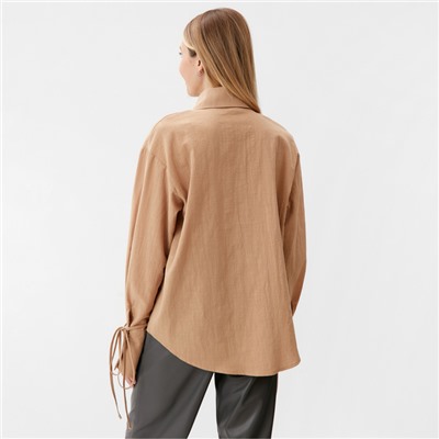 Рубашка женская с завязками MINAKU: Casual Collection, размер 50, бежевая