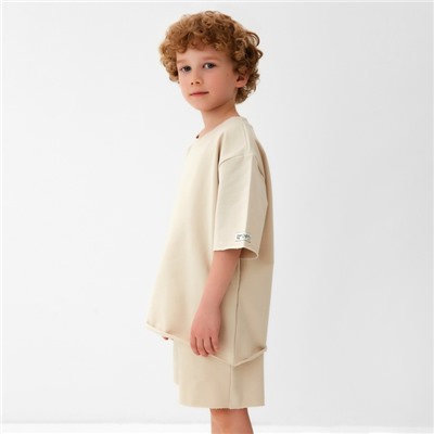 Футболка детская KAFTAN, размер 36 (134-140 см), бежевая