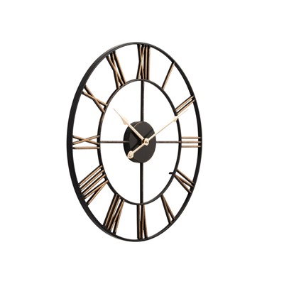 Часы настенные интерьерные, Лофт, бесшумные, плавный ход, d=47.5 см, корпус чёрный с бронзой