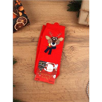 Носки р. 35-40 Новый год короткие / L815 /уп 10/400/1200/ ОДНА ПАРА/ МАРКА