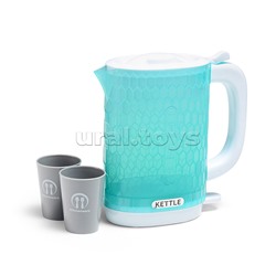 Бытовая техника "Электрический чайник с кружками"в коробке( цвет голубой)