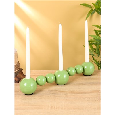 Подсвечник на 3 свечи «Бусы», с 7 сферами, 44×8×8 см, кипарис