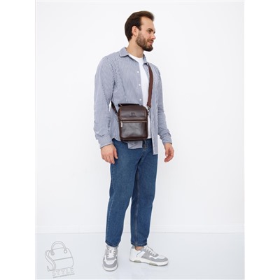 Сумка мужская кожаная 633M brown Fuzhiniao в Новосибирске