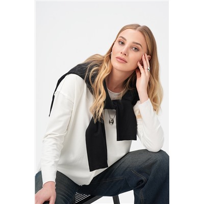 Женский лонгслив оверсайз из футера двухнитки Happyfox