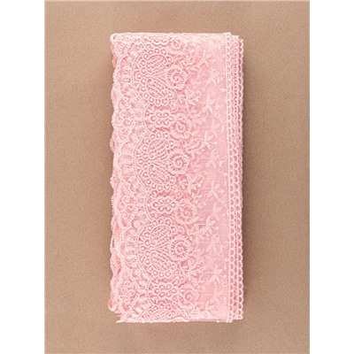 Кружево на сетке, 125 мм, 11±1 м, нежно-розовое