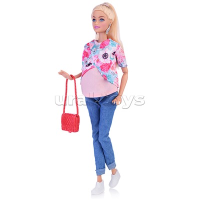 Кукла София беременная, 29 см. (руки и ноги сгиб, аксесс,) в коробке