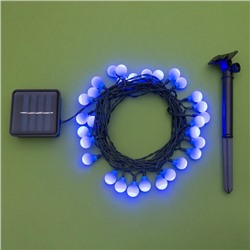 Гирлянда «Нить», 4.5 м, уличная, с насадками «Шарик», IP44, 30 LED, 2 режима, солнечная батарея, тёмная нить, свечение синие