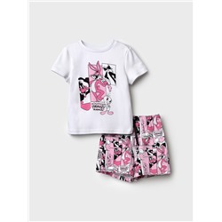 Комплект трикотажный для девочек: фуфайка (футболка), шорты