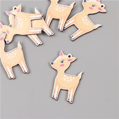 Декор для творчества дерево «Оленёнок», набор 6 шт., 4×2.6×0.3 см