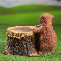 Декоративное кашпо для цветов «Пень с мишкой», 2.1 л, d=12 см, h=19 см, полистоун