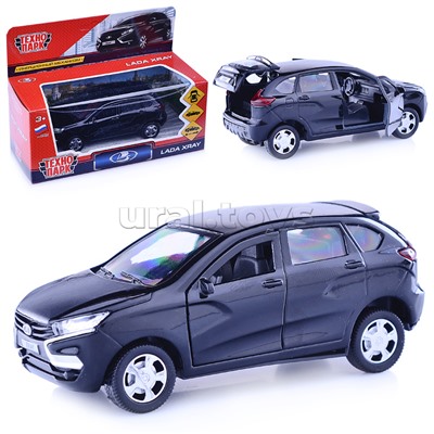 Машина металл Lada Xray 12см, (открыв. двери, черный) инерц, в коробке