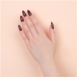 Накладные ногти, 24 шт., с клеевыми пластинами, форма миндаль, цвет бордовый