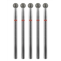 MANITA Фреза алмазная шар для аппаратного маникюра 856.104.001.036.040 ФАШ-4,0М, красная насечка, ø 4 мм, 5 шт. 28334