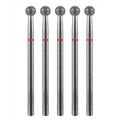 MANITA Фреза алмазная шар для аппаратного маникюра 856.104.001.036.040 ФАШ-4,0М, красная насечка, ø 4 мм, 5 шт. 28334