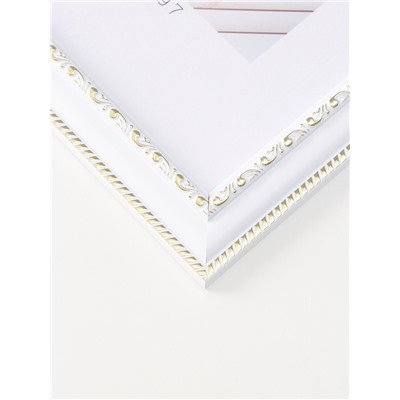 Фоторамка для фото 21×29.7 см (A4) «МИРАМ», пластик, белый с золотом