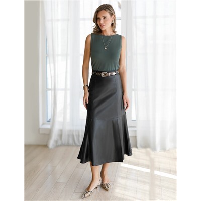 Расклешенная юбка из искусственной кожи
