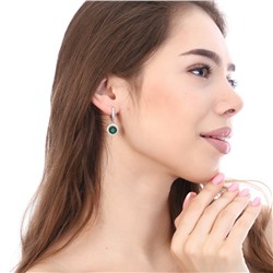 Серьги коллекция "Дубай" покрытие посеребрение, цвет камня: темно-зеленый, арт. 847.609