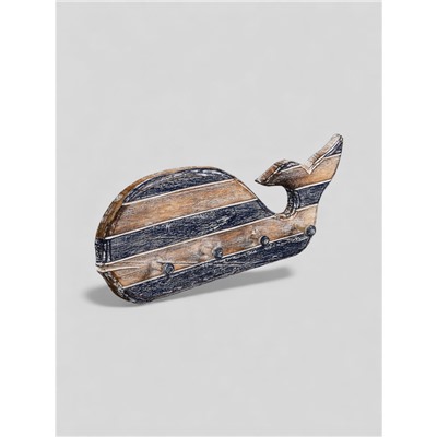 УЦЕНКА Вешалка "Кит" с 4 крючками, дерево 44х2х18 см, цв. синий