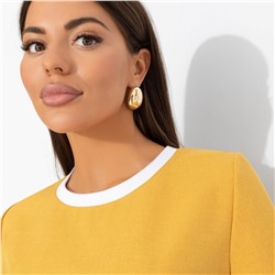 Футболка комбинированная с шитьём, Романтика с перчинкой (горчичная)