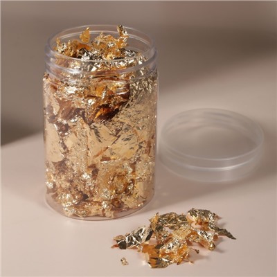 Поталь для декора ногтей, 3 г, в пластиковой банке, золотистая