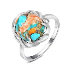 Кольцо, бирюза устричная голубая, СПН4026