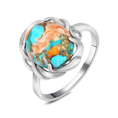 Кольцо, бирюза устричная голубая, СПН4026