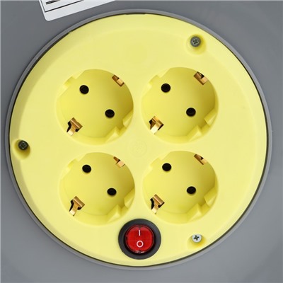 Удлинитель морозостойкий на катушке Luazon Lighting ECO, 4 розетки, 50 м, 16 А, КГ 3×1.5 мм², с выключателем