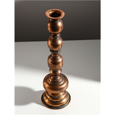 Металлический подсвечник на 1 свечу «Эрмете», состаренная бронза, 13.5×13.5×43.5 см