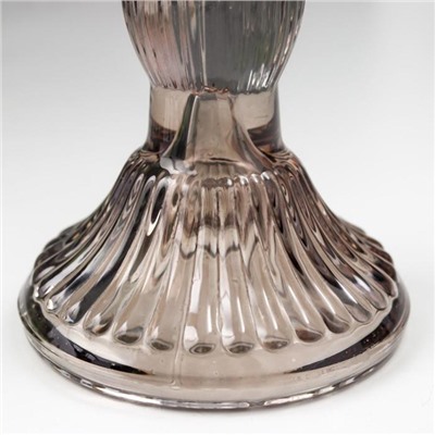 Подсвечник на 1 свечу «Колонна с шарами», стекло, серый прозрачный, 15.5×8.5×8.5 см