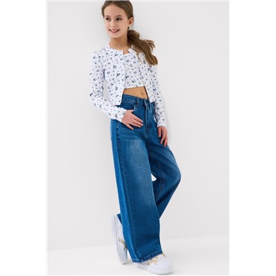 Брюки текстильные джинсовые для девочек PLAYTODAY, 1240040