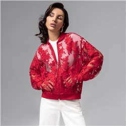 Бомбер с вышивкой, Секрет смелости (красный)