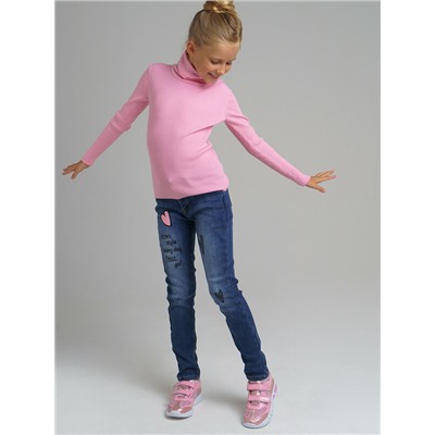 Брюки текстильные джинсовые утепленные флисом для девочек