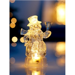 Световая фигура «Снеговик», 13 см, 1 LED, от батареек LR44×3, свечение тёплое белое