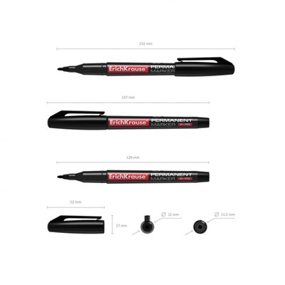 Маркер перманентный 1.0мм 37073 Р-70 черный тонкий ErichKrause